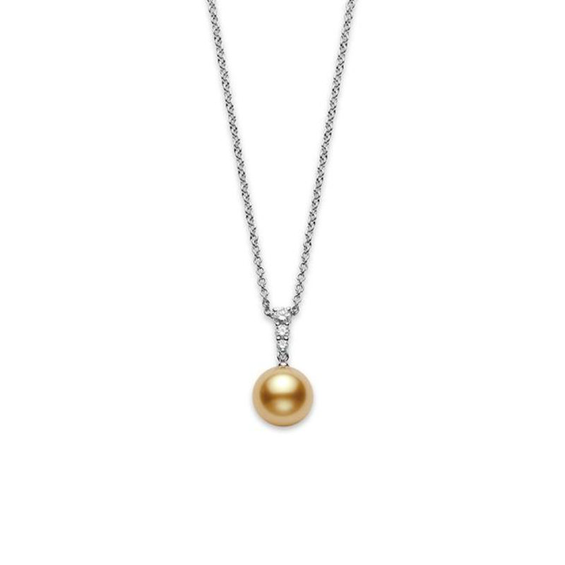 Mikimoto Cherry Blossom 18K Rose Gold Diamonds and Akoya Cultured Pearl  Necklace Pendant